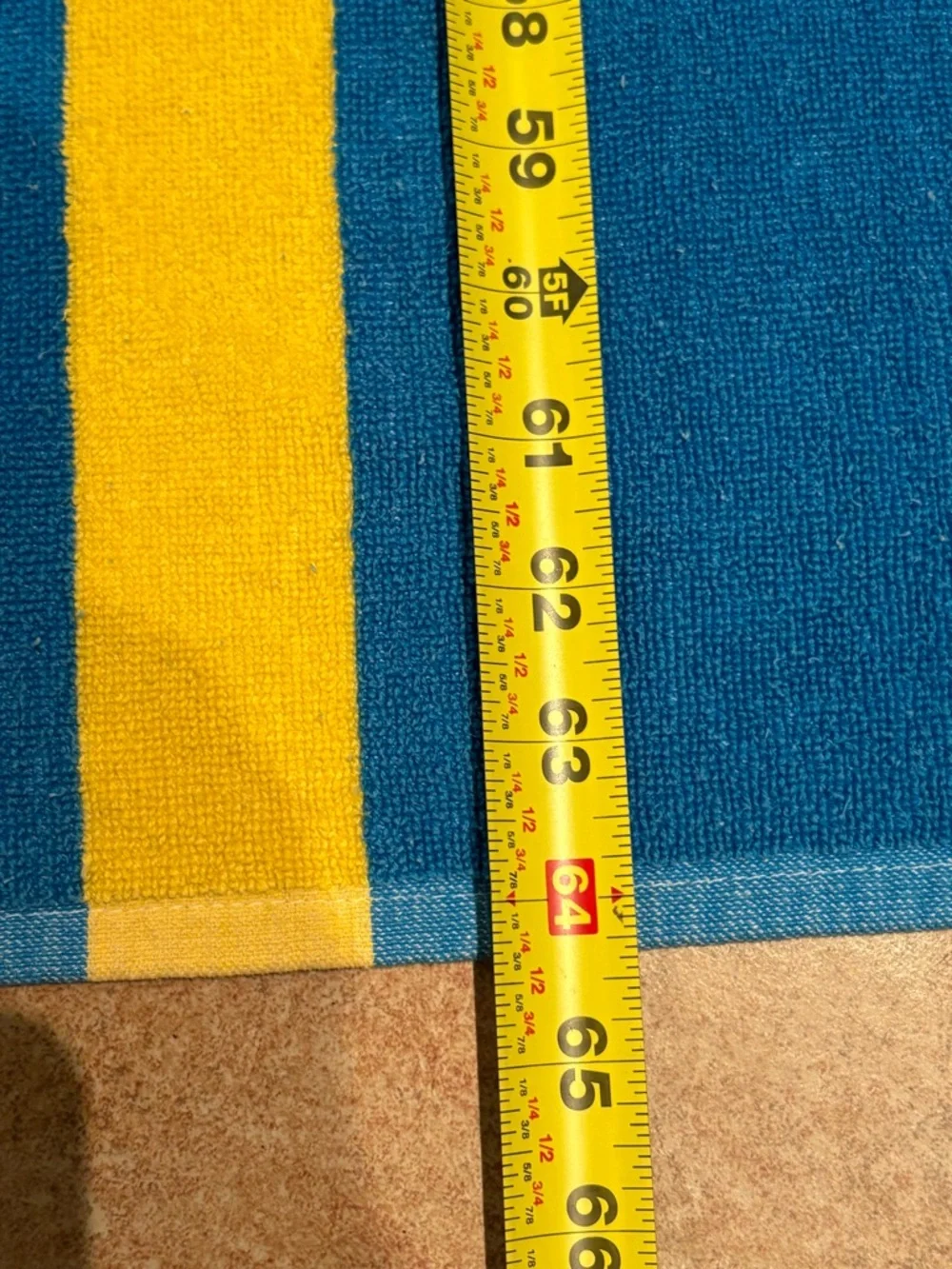 Y2K Retro Striped Beach Towel Pink Yellow Blue Cotton 64x32 Jay Franco